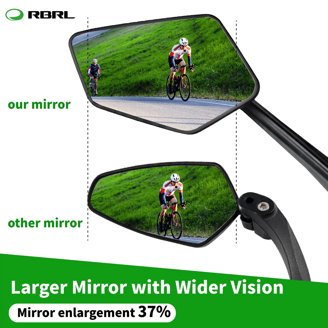 RBRL Bicycle Rearview Mirror Aluminum Anti-Shake Handlebar Mirror 360 Rotatable Wide Angle Bike Mirror for MTB Road Bike E-bike