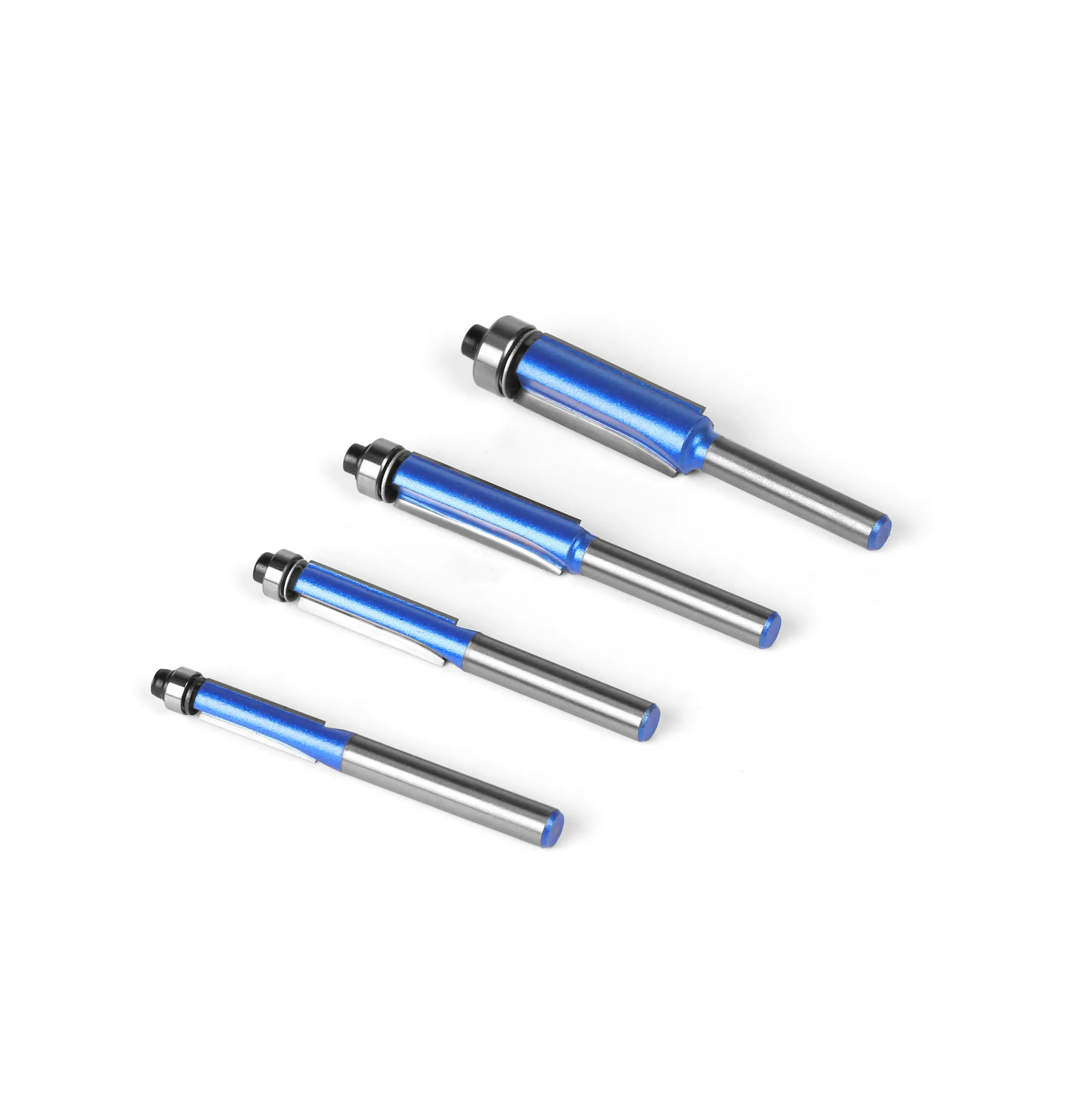 6mm 1/4in Shank Trim Router Bit Set with Bearing for Wood Template Pattern Bit Tungsten Carbide Milling Cutter Woodworking Tools