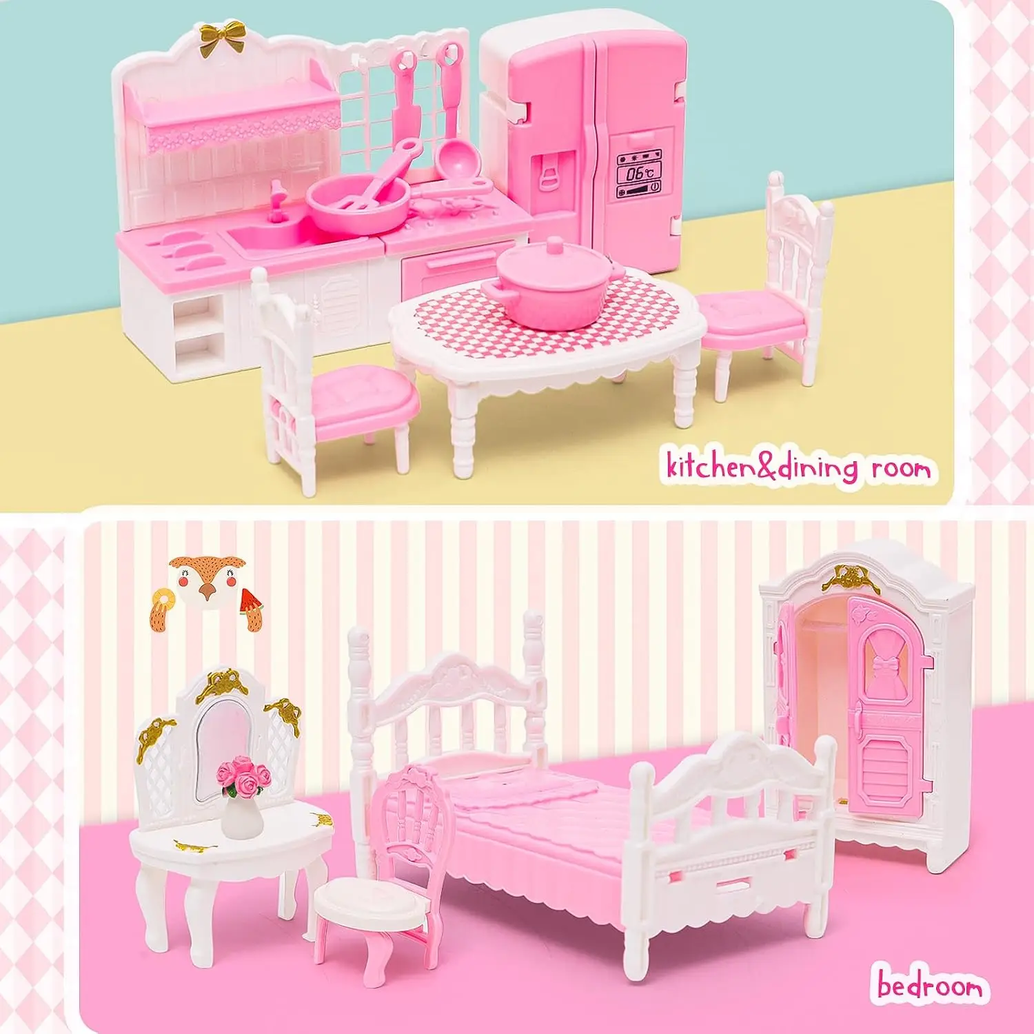 Hot Sale Cute Kawaii Pink 10 Items/Lot Miniature Dollhouse Furniture Accessory Kids Toys Kitchen Cooking Things For Girl Gifts view 6