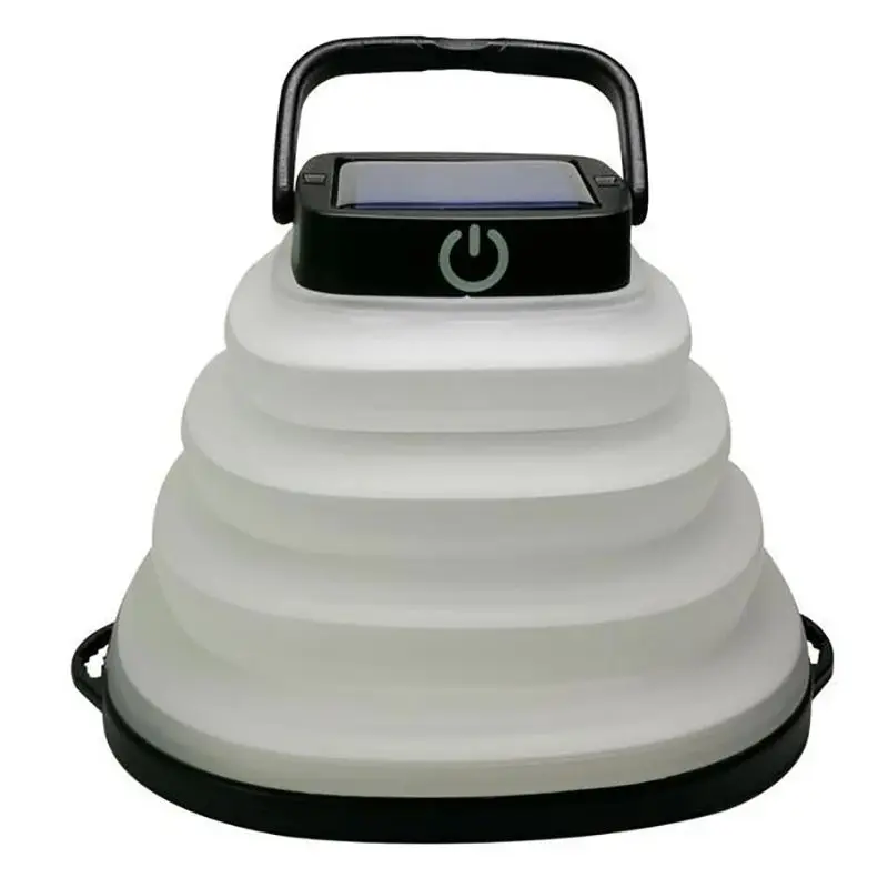 Linterna alimentada por energía Solar LED para acampar, linterna plegable con Cable USB, 3 niveles regulables, resistente al agua