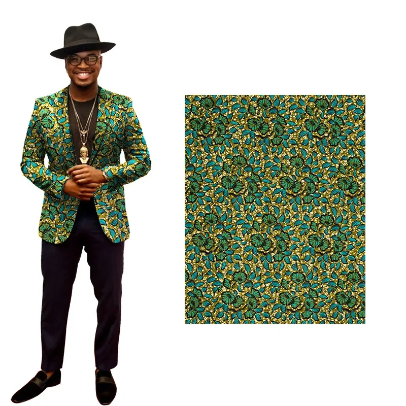 Ankara afrikanischen Polyester druckt grüne Blume Batik Patchwork Stoff echtes Stoff Wachs hochwertige Afrika Näh material 6 Meter