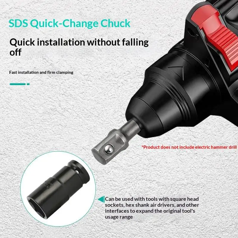 @*High Strength Carbon Steel SDS Plus Hammer Drill Socket Adapter Set 3Pcs for Professional Handyman Construction Repair Tasks