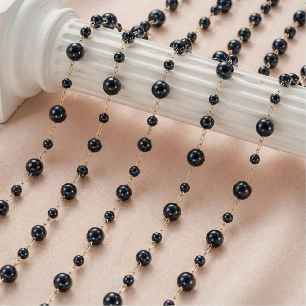 1Meter 3-8mm Pearl Chain Copper Chains For DIY Jewelry Making Supplie Necklaces Bracelet Clothing Decor Accessories