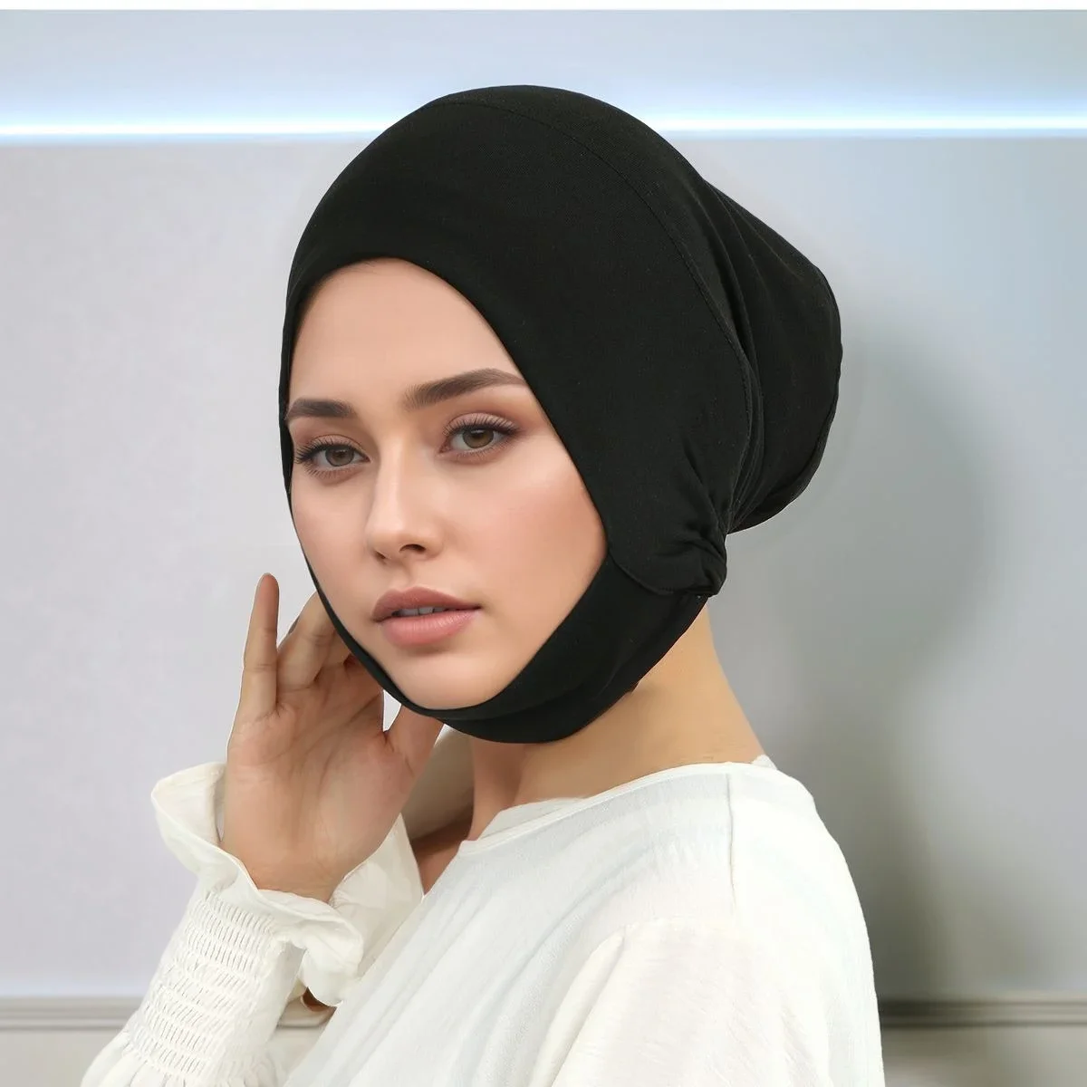무슬림 여성 이너 히잡 모자 언더스카프 저지 언더캡 비니 스트레치 헤드 랩 보닛 닌자 캡 이슬람 헤드웨어 터번 여성용