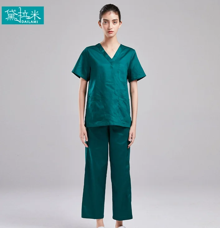 

Surgical Work Suit Cotton Green Hosptial Summer Women