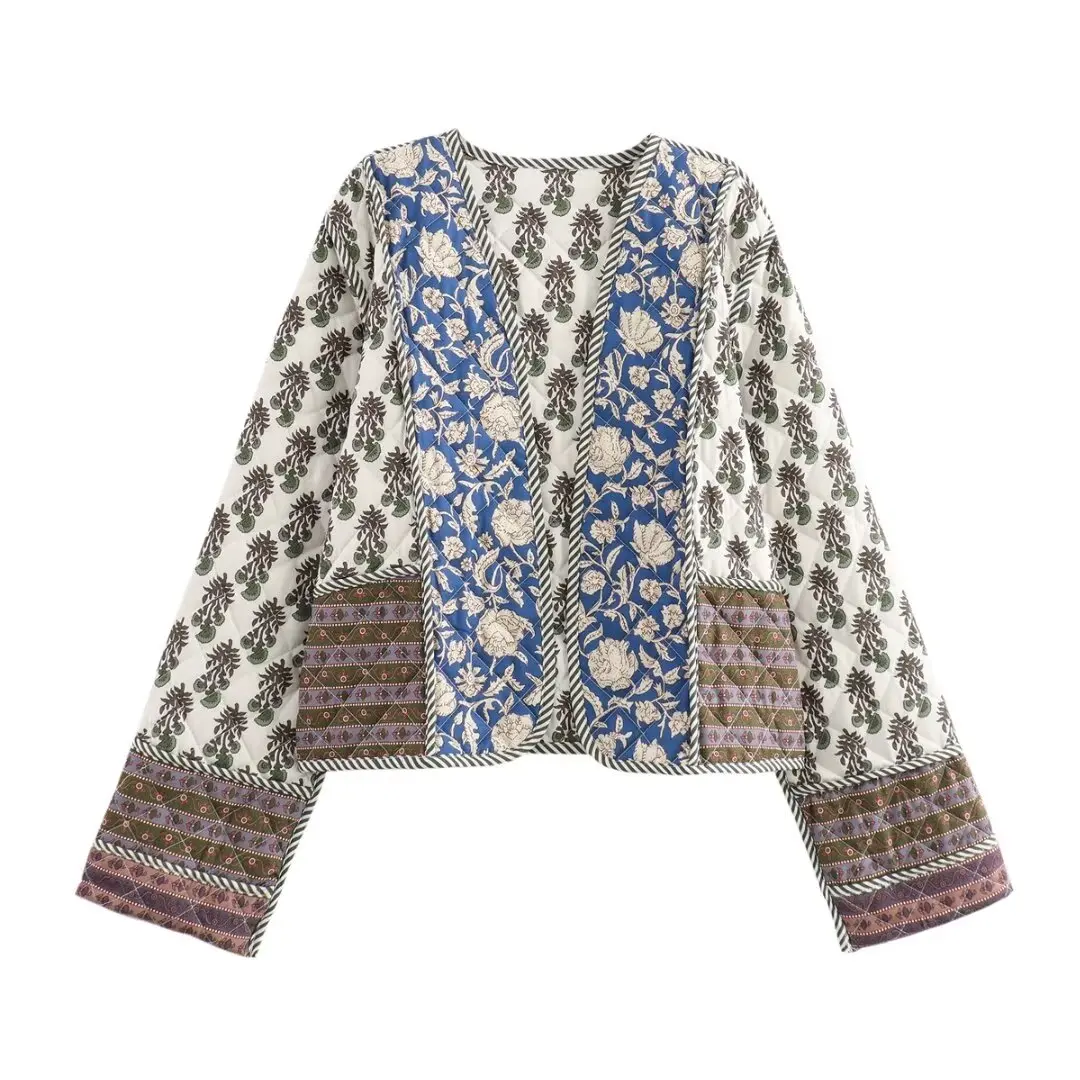 Cappotto imbottito trapuntato reversibile da donna |   Giacca con stampa fronte-retro e tinta unita