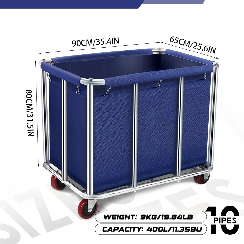 عربة غسيل تجارية على عجلات، 11.35 بكرة كبيرة مع سلة مبطنة بالقماش مقاومة للماء قابلة للإزالة، - تخفيضات كبيرة #2