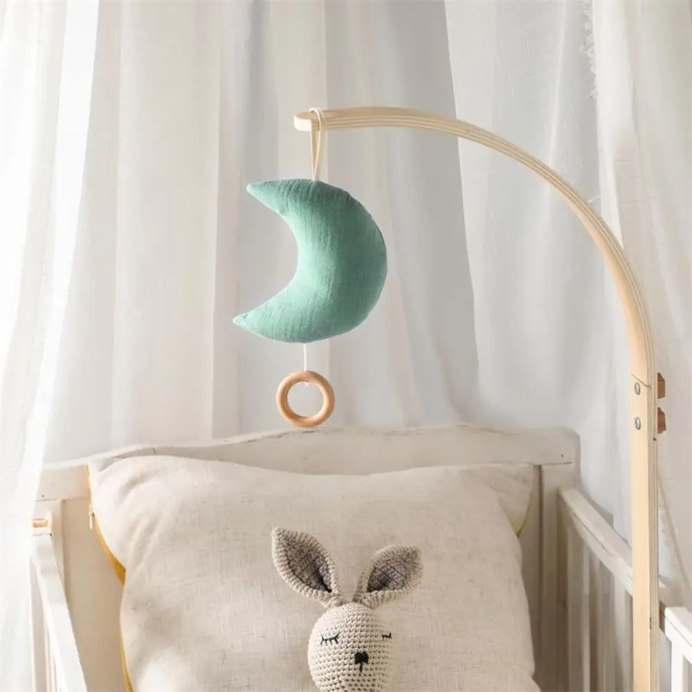 Moon Baby Bed Bell Rattle Toy Pull Rope Hanged Drawstring Music Toy Decorative Battery-free Cotton Kid Comfort Toy Newborn