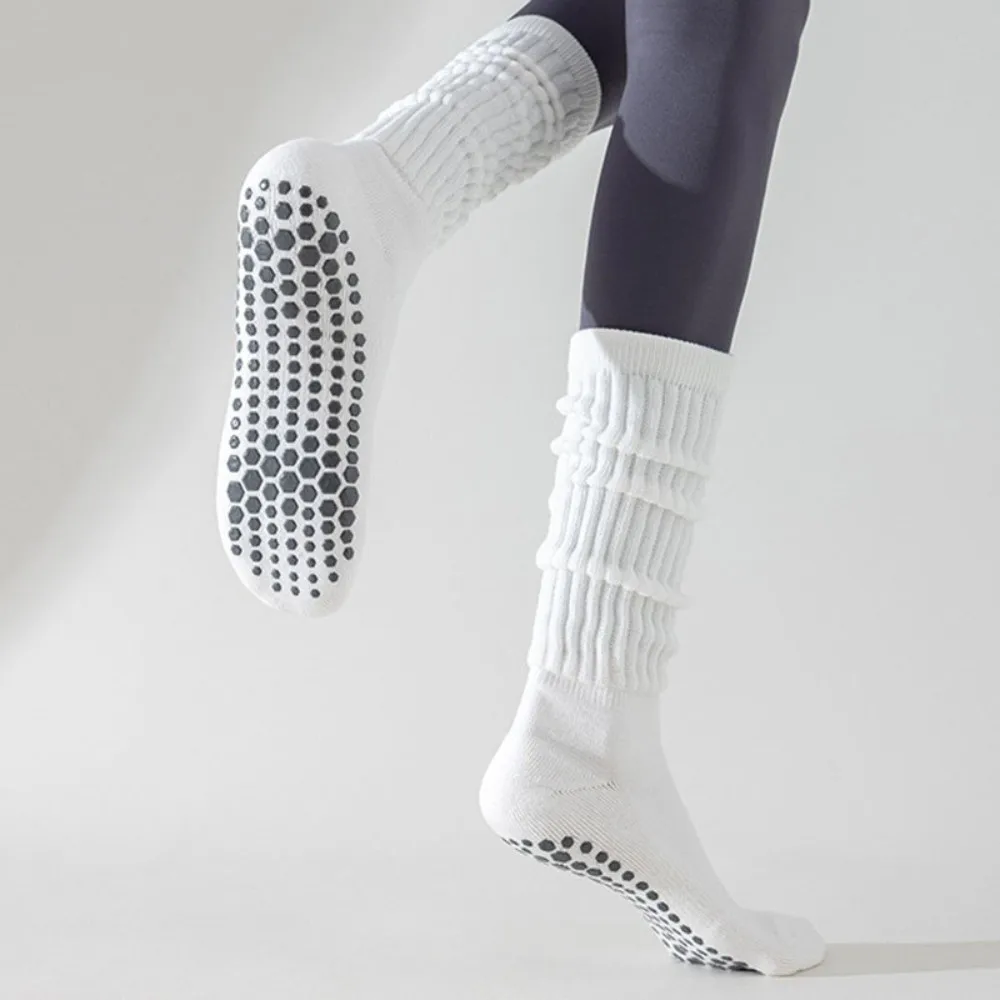 

Breathable Solid Color Yoga Socks Silicone Terry Cotton Dot Pilates Socks Foot Massage Wear-Resistant Non-slip Socks Women