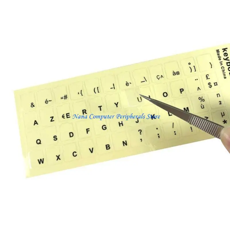 F68C 2PCS Französische Tastaturaufkleber transparenter Hintergrund mit weißen/schwarzen Buchstaben