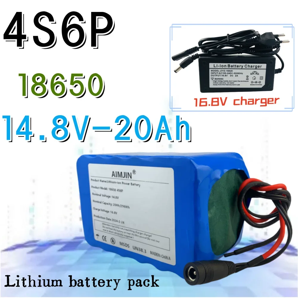 

14.8V 20Ah 4S6P 18650 Li-iom Battery Pack Night Fishing Lamp Heater Miner's Amplifier Batteries with BMS