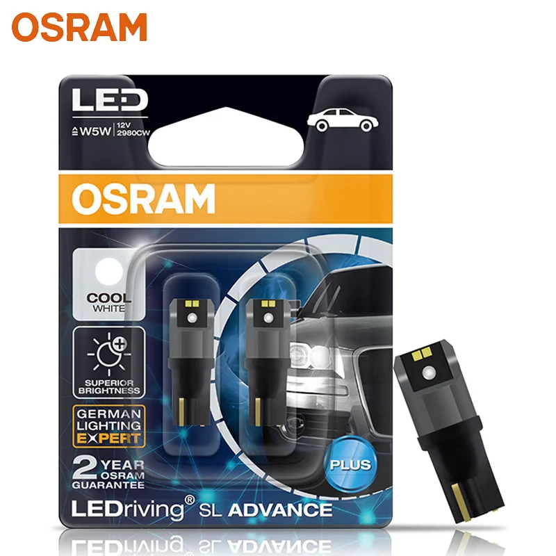 OSRAM-bombillas LED T10 6000K W5W 194 LEDriving SL Advance 6000K para coche, luz Interior para puerta, 12V, 1,5 W, 2980CW, par