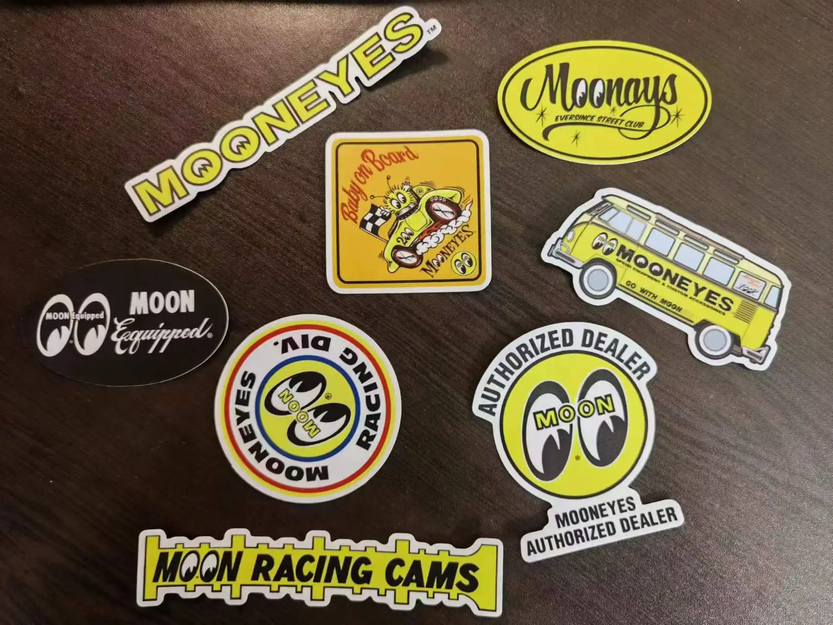 8 Pcs/Set  Stickers Motor Decals Moon Car Stickers Skateboard Decora Pegatinas Waterproof for Lugguage  Laptop Bicycle Pitcher