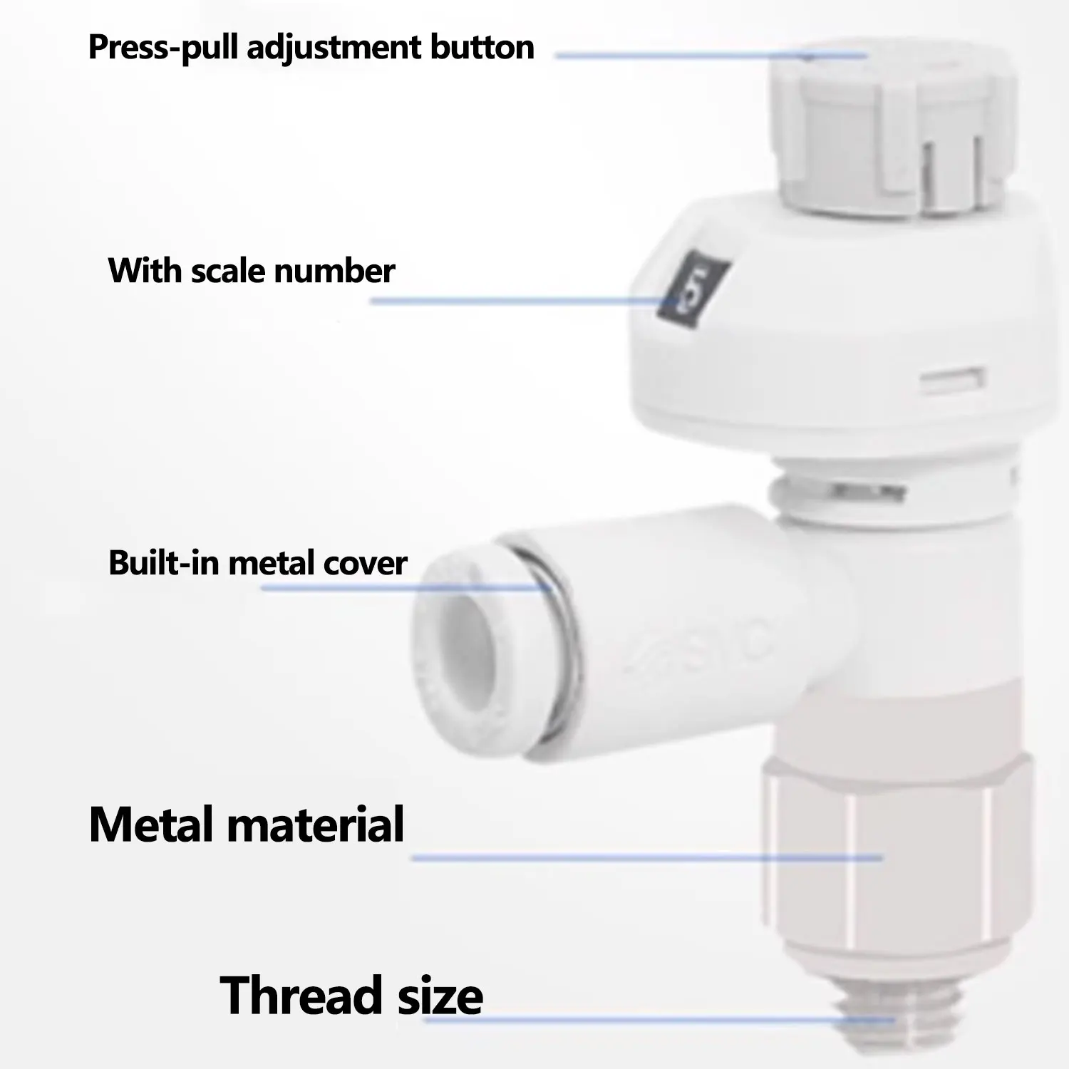 2PCS Pneumatic Pipeline Speed Control Valve AS1002F/2002F Graduated Pipeline Throttle Valve Fitting AS2201FS