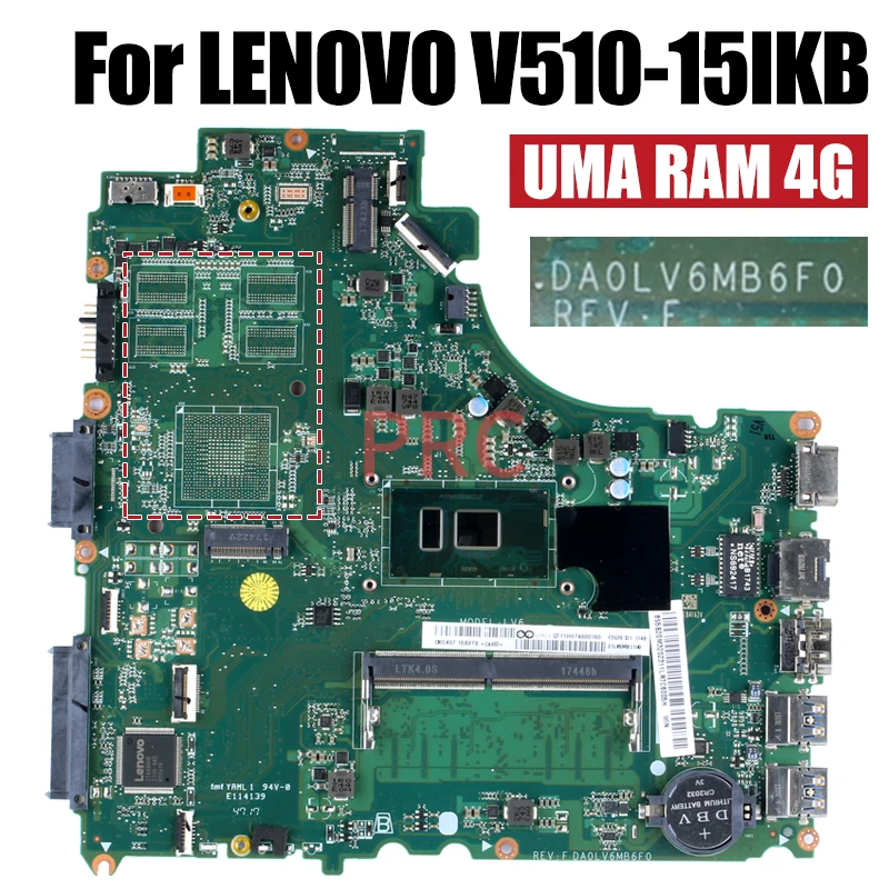 Imagem -03 - Placa-mãe do Portátil para Lenovo V51015ikb Da0lv6mb6f0 4405u i3 i5 i7 7th Ram 4g Gpu 2g Mainboard do Caderno