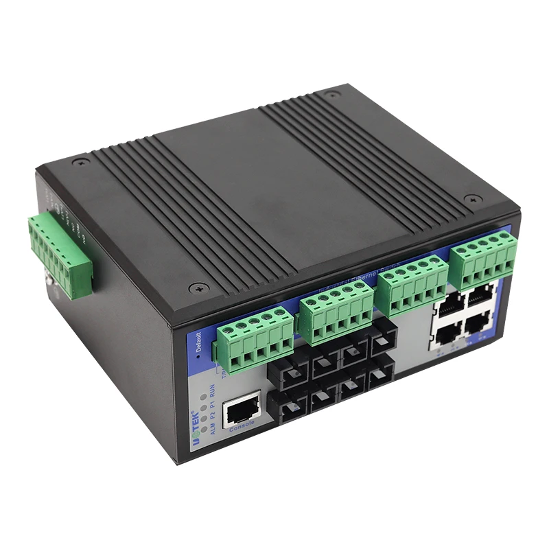 

UOTEK 100M 8-портовый управляемый промышленный Ethernet-коммутатор на DIN-рейке с последовательными портами RS485 RS422 UT-65208F-4T4SC-4DF-MNF