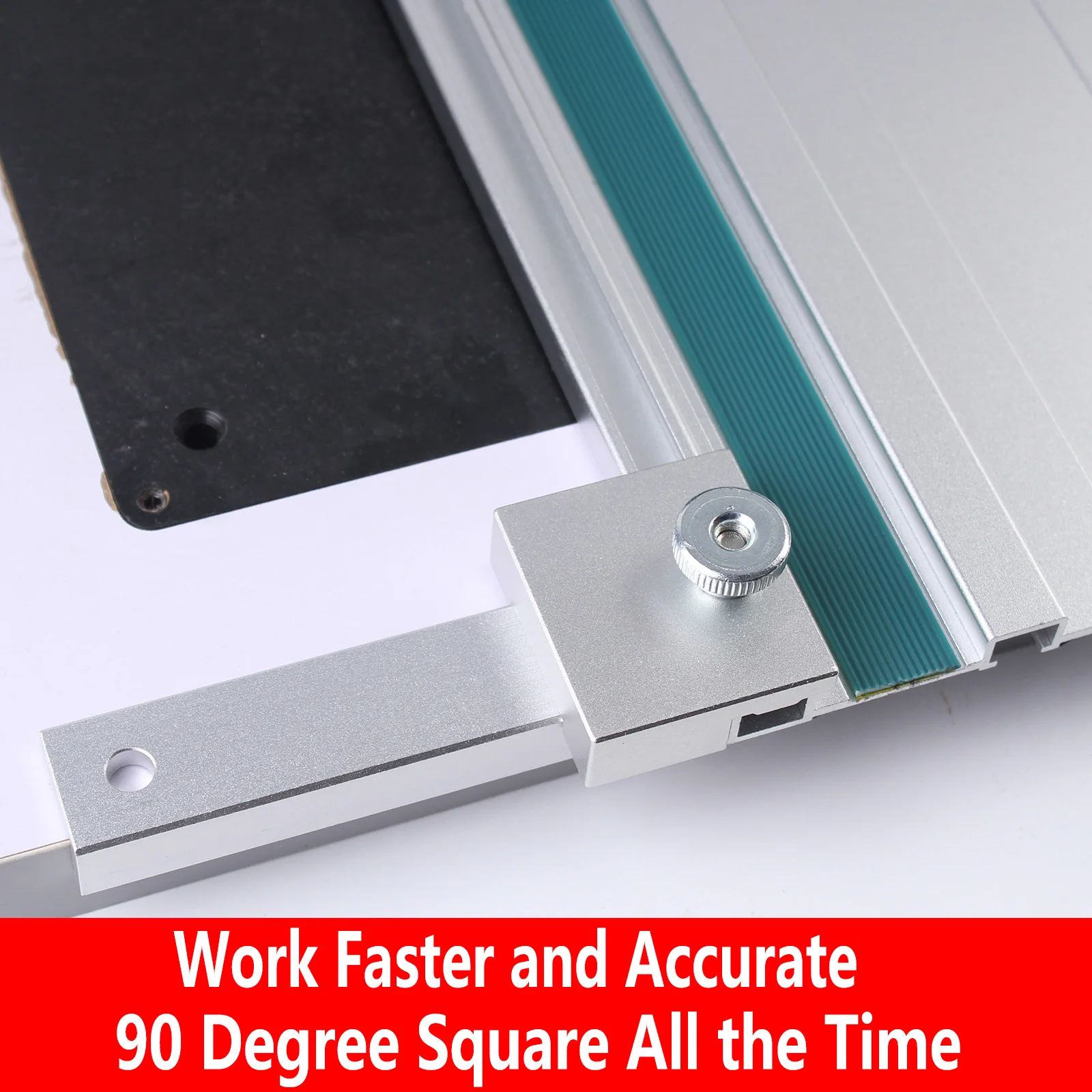 1Pc Track Saw Guide Rail Square 90° Right Angle Aluminum Alloy Quick Positive Angle Stop, Woodworking Workbench Tool