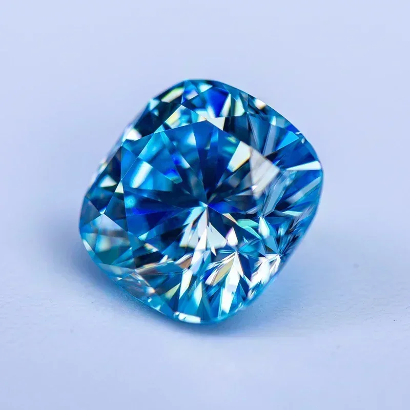 

L-Aquamarine Color Moissanite Gemstone Cushion Cut Lab Grow Diamond For Charms Woman DIY Jewelry Making GRA Certificate
