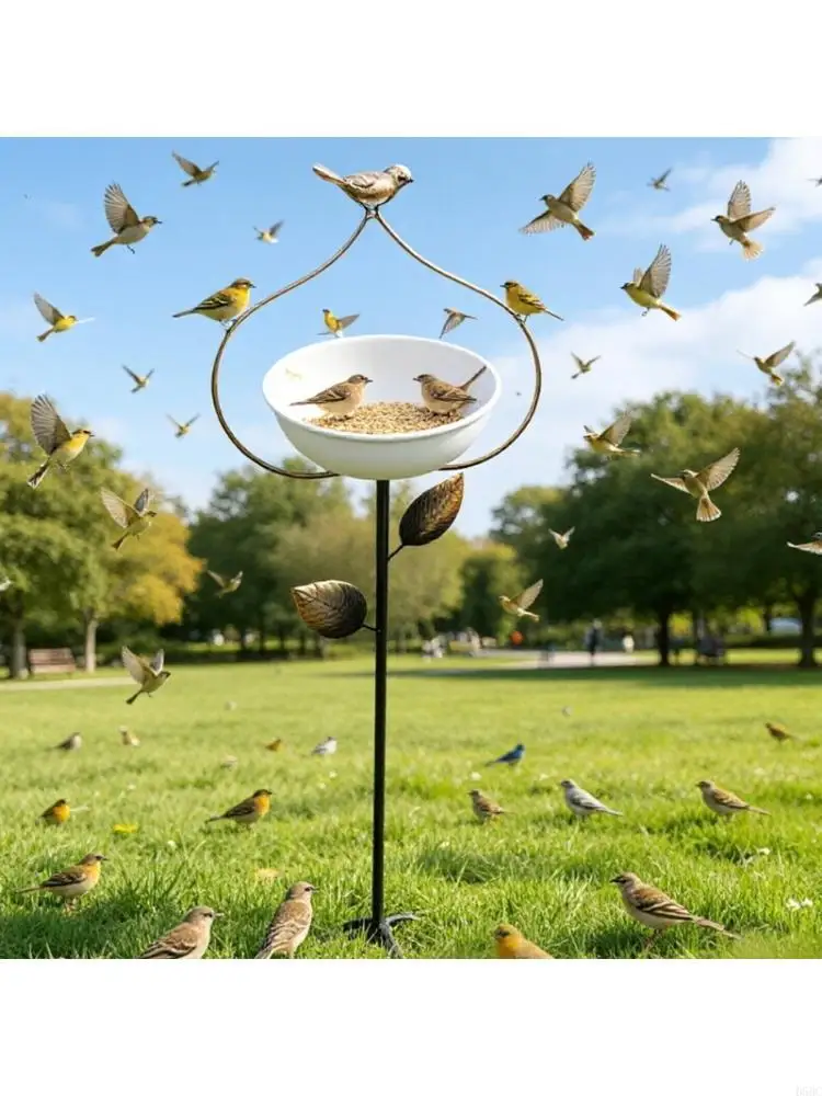  Practical Metal Bird Feeding Station With Drinking Bowl Iron Bird Feeder