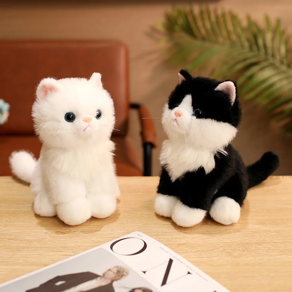 Cute Realistic Kitten Plush Toy Soft Stuffed Sitting Cat Doll Lovely Desktop Pet Toy Gift for Girls And Boys
