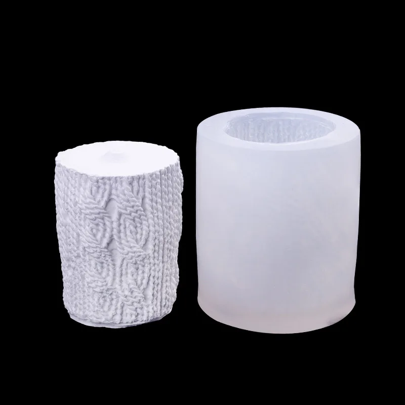 3D Three-dimensional Hemp Rope Wool Column Modeling Scented Candle Gypsum Silicone Mold DIY Home Ornament Decoration 15-1221