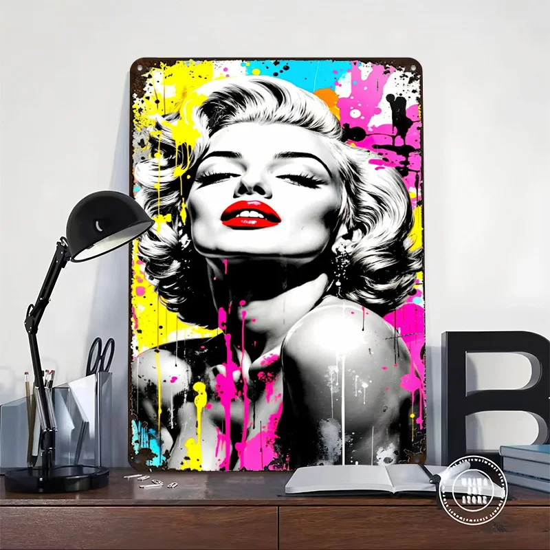 مارلين مونرو فن البوب صورة معدنية ملصق تين علامات غرفة المعيشة الديكور في المنزل علامة معدنية مخصصة لتزيين جدران الفن #2