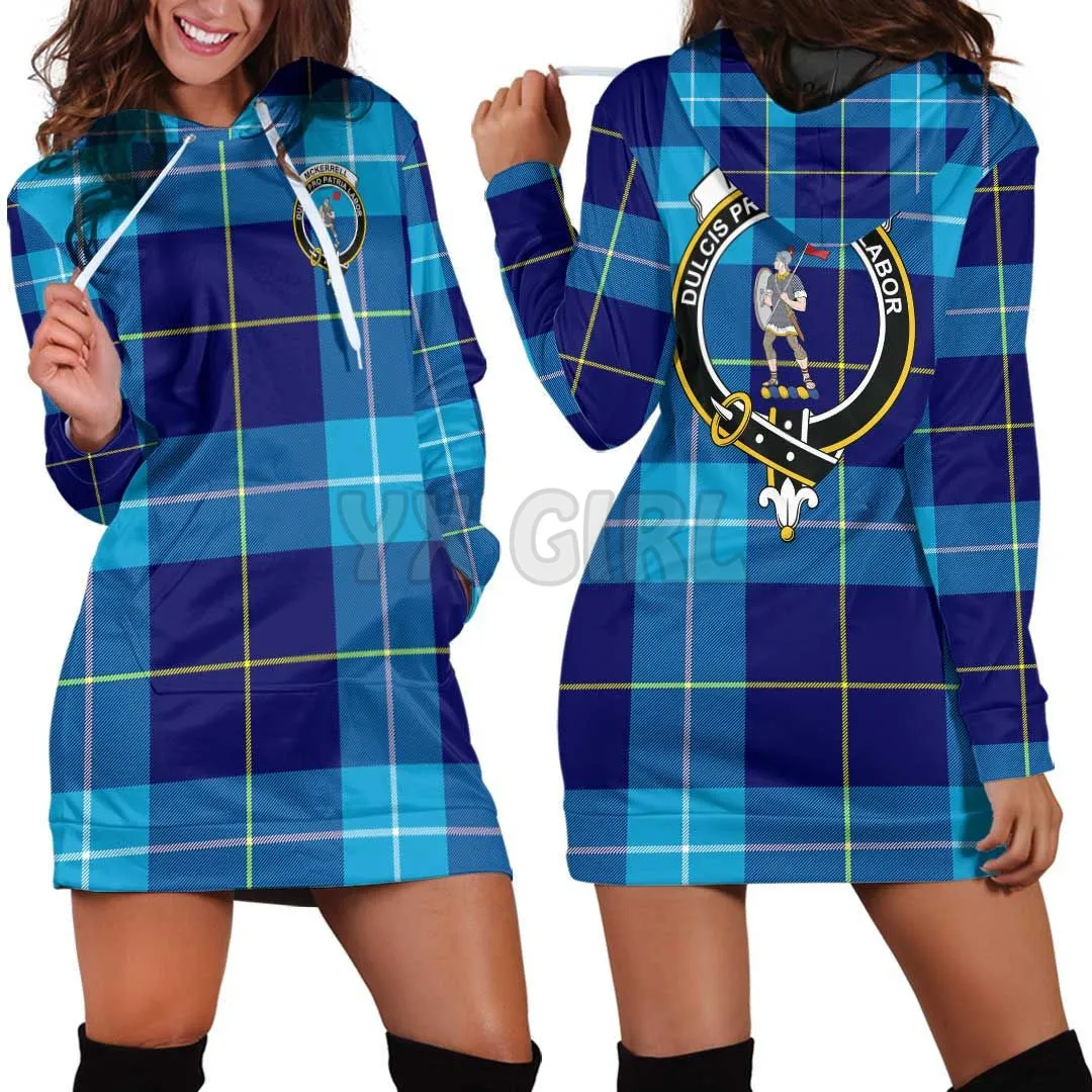 MacPherson Dress Modern Clan Tartan  3D Printed Hoodie Dress Novelty Hoodies Women Casual LongSleeve Hooded Pullover Tracksuit