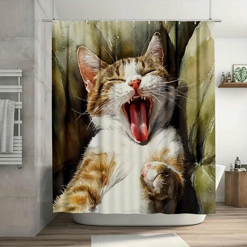 

Занавеска для душа Yawning Cat — время сна с милым котом, украшение для спальни — удобный и шикарный декор для дома