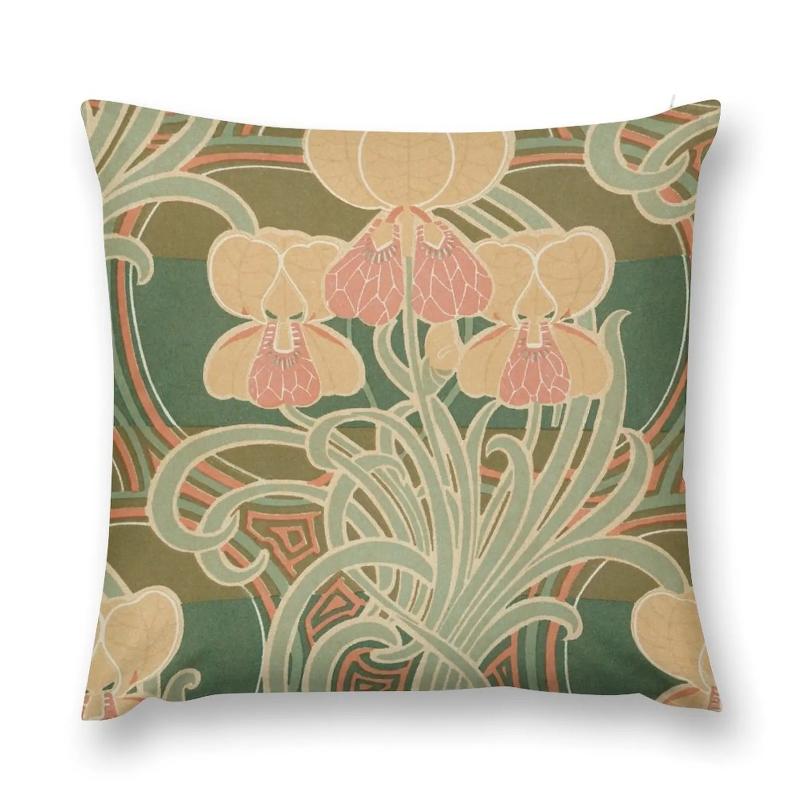 

Art Nouveau Floral // Vintage Iris Throw Pillow Cushions Sofa Cushion pillow