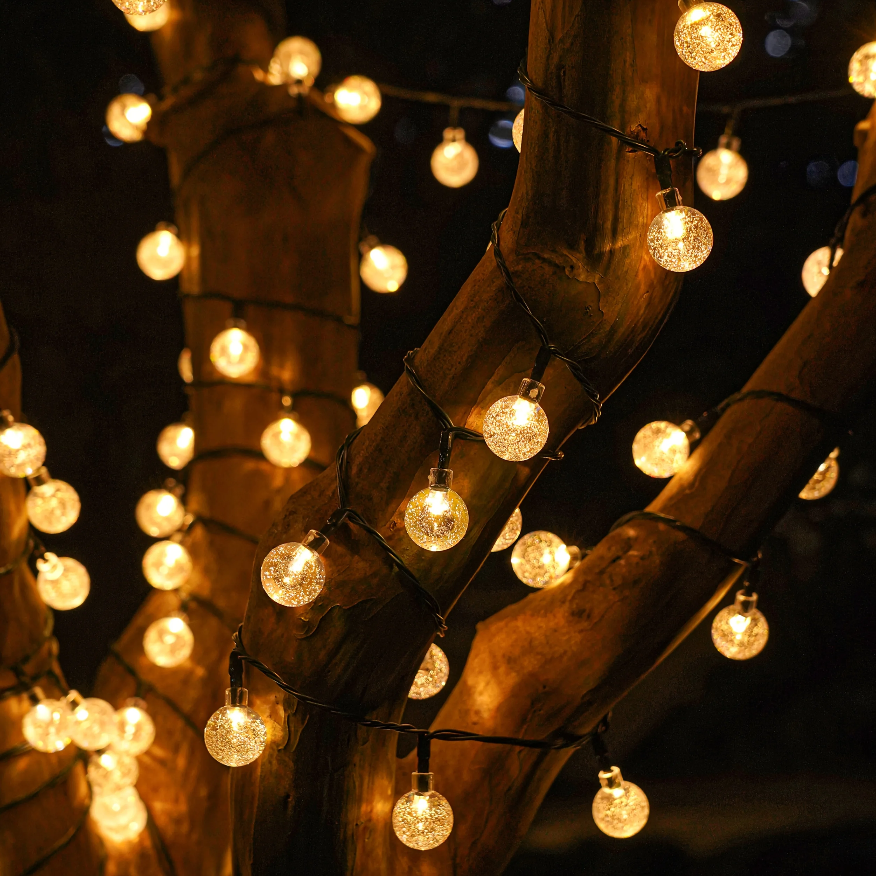 Solar Crystal Ball String Light 8 Modes LED Waterproof Fairy Lights for Outdoor Garden Patio Yard Tree Wedding Party Decoration