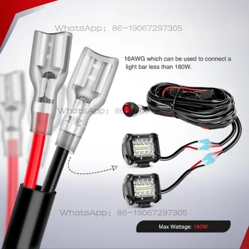Long Switch Line Group One To Two LED Work Switch Wiring Harness Fog Beam