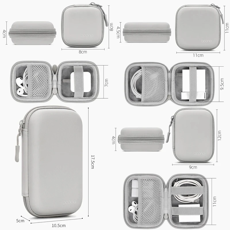 Hard Shell Digital Gadgets Storage Bag Portable USB Data Cable Organizer Earphone Wire Bag Power Bank Travel U Disk Zipper Bag
