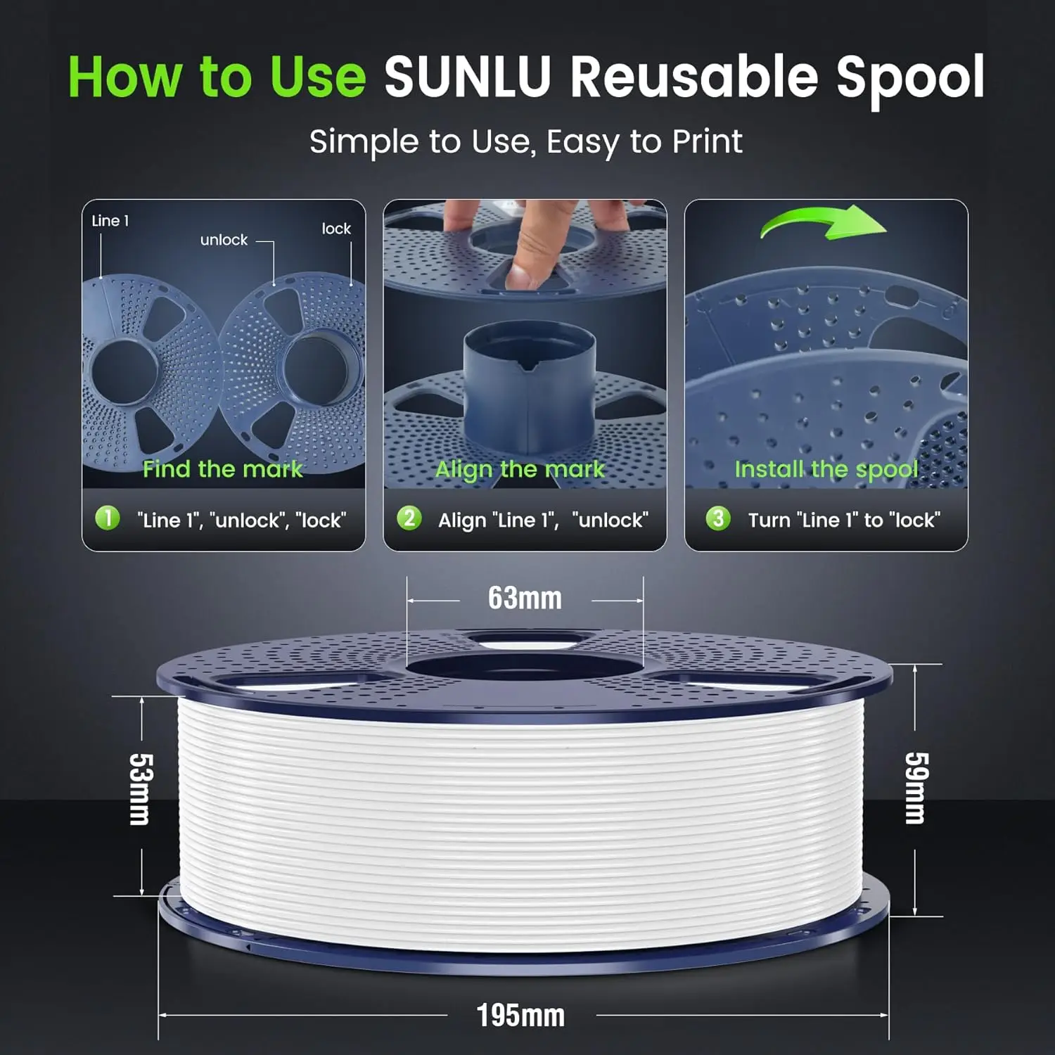 SUNLU PLA PLUS 3D-Drucker Filament 1,75mm±0,02mm 3KG Zähigkeit Sauber Gewickelt Verwicklungsfrei PLA+ Filament für die Meisten FDM-Drucker – Detail 8