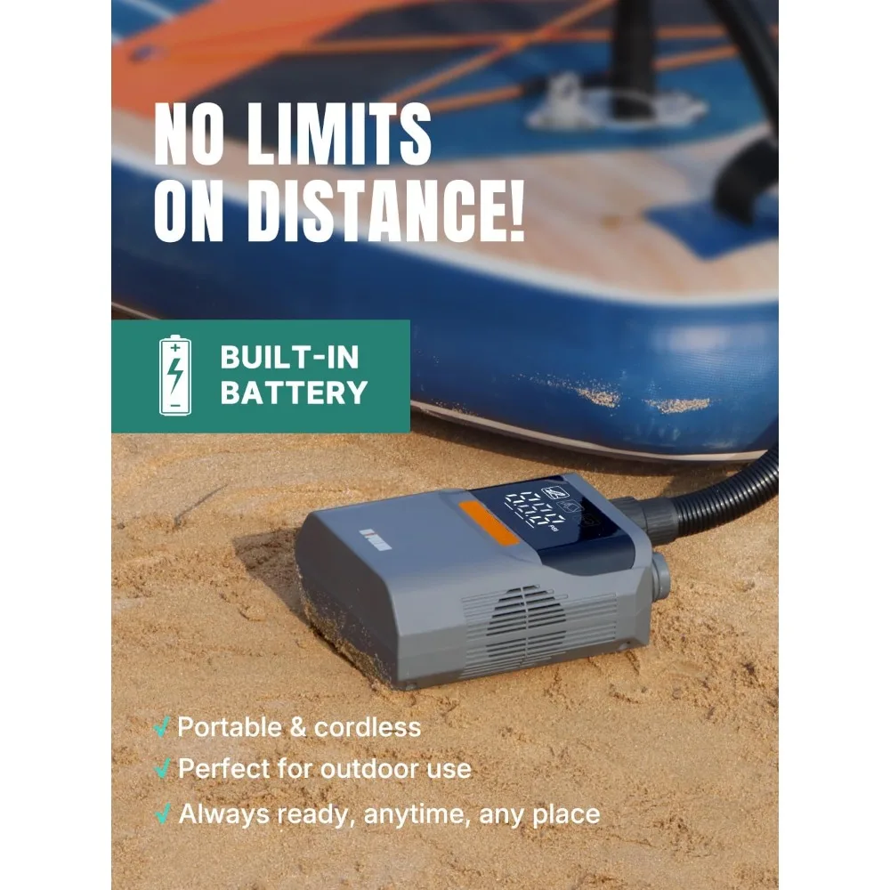 

Paddle Board Pump with (Build-in Battery), 50 PSI Air Inflator for Car Tires, Auto-Off Air Pump for Inflatables&Deflation