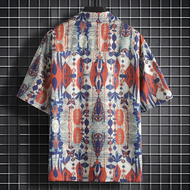 Chemise à col cubain haut de gamme, haut imprimé impressionniste, vêtements de fête personnalisés, polo de plage et de voyage, chemise d'été à manches courtes