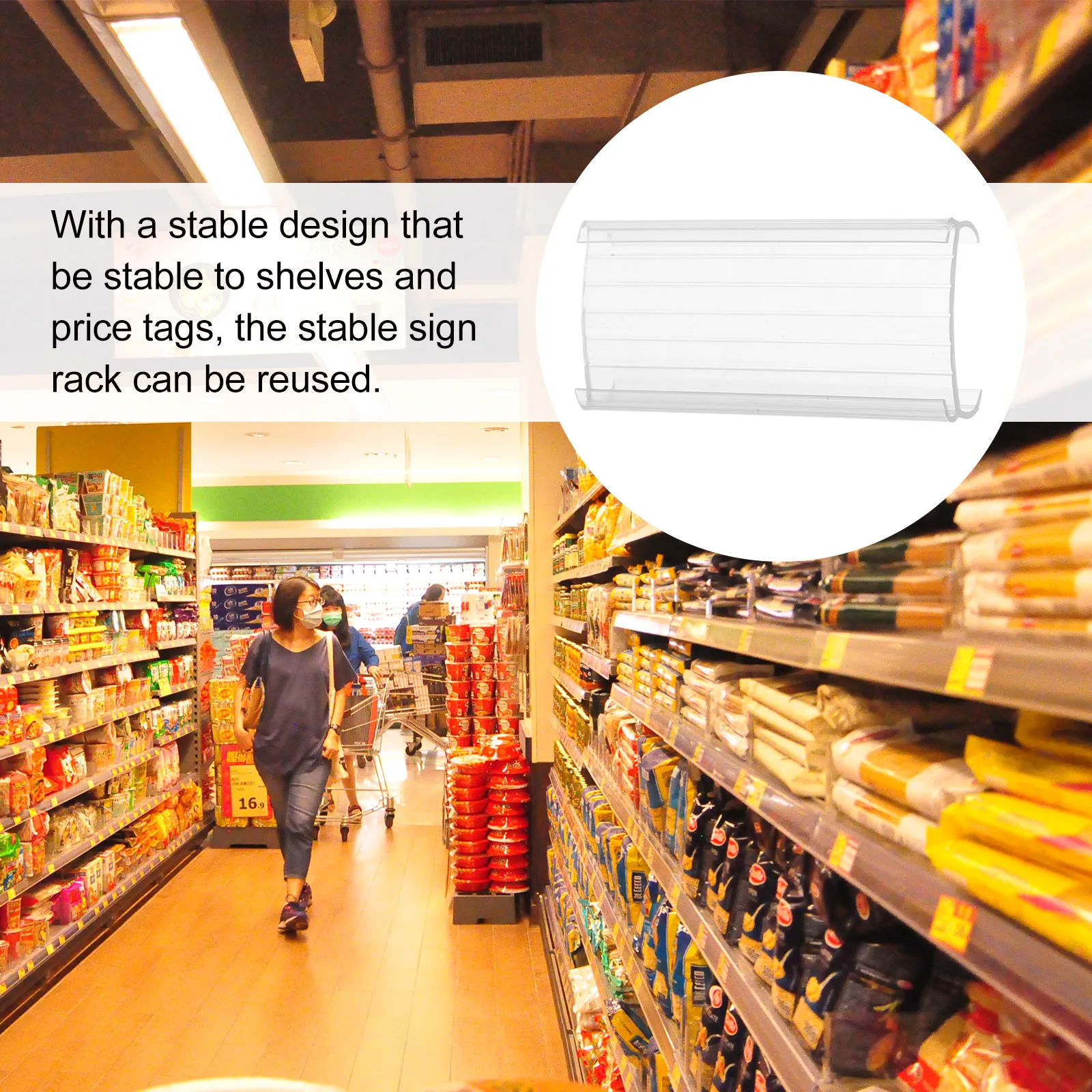 

20 Pcs Price Tag Display Holder 75mm Transparent PVC Shelf Labels Supermarket Reusable Stable Design Storage Easy Installation