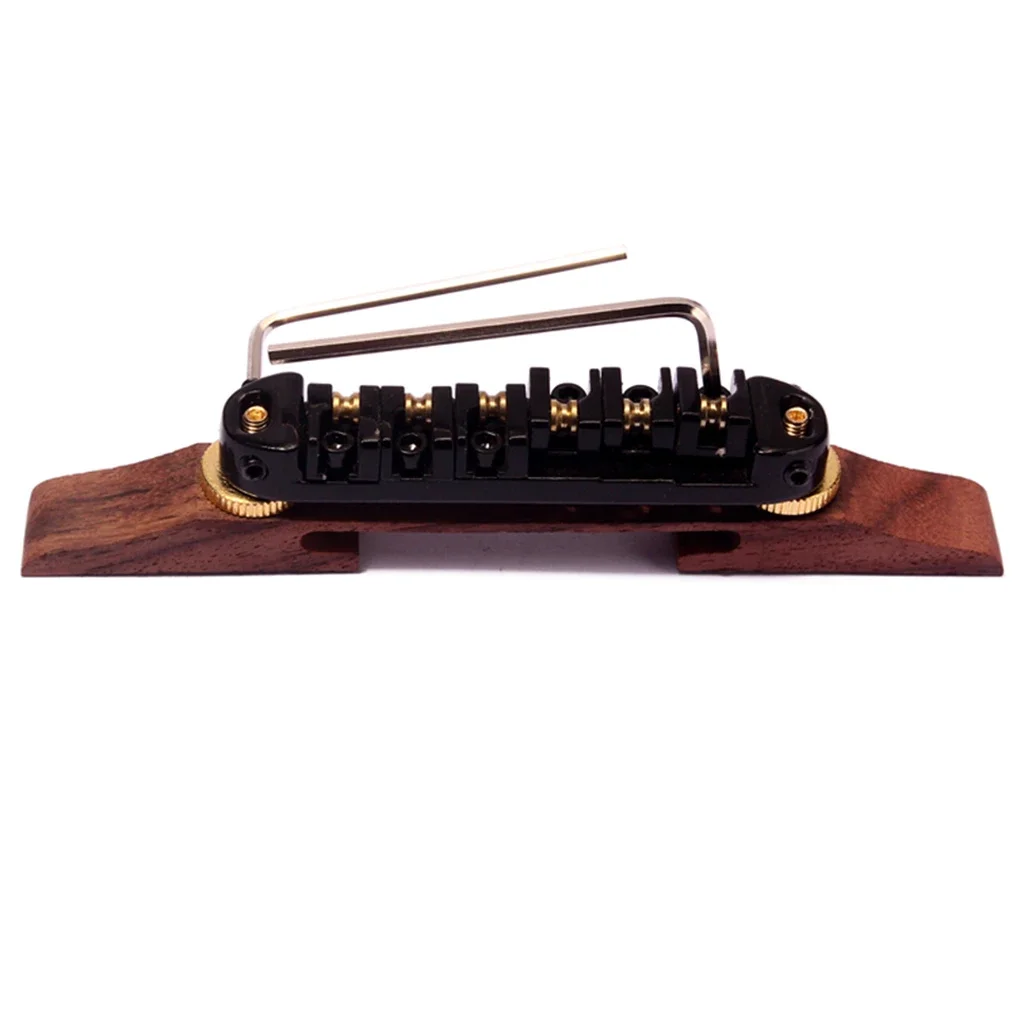 

High-Quality Rosewood Jazz Guitar Bridge - Adjustable Ball Design in Black/Gold/Silver, Durable & Stylish Replacement Part