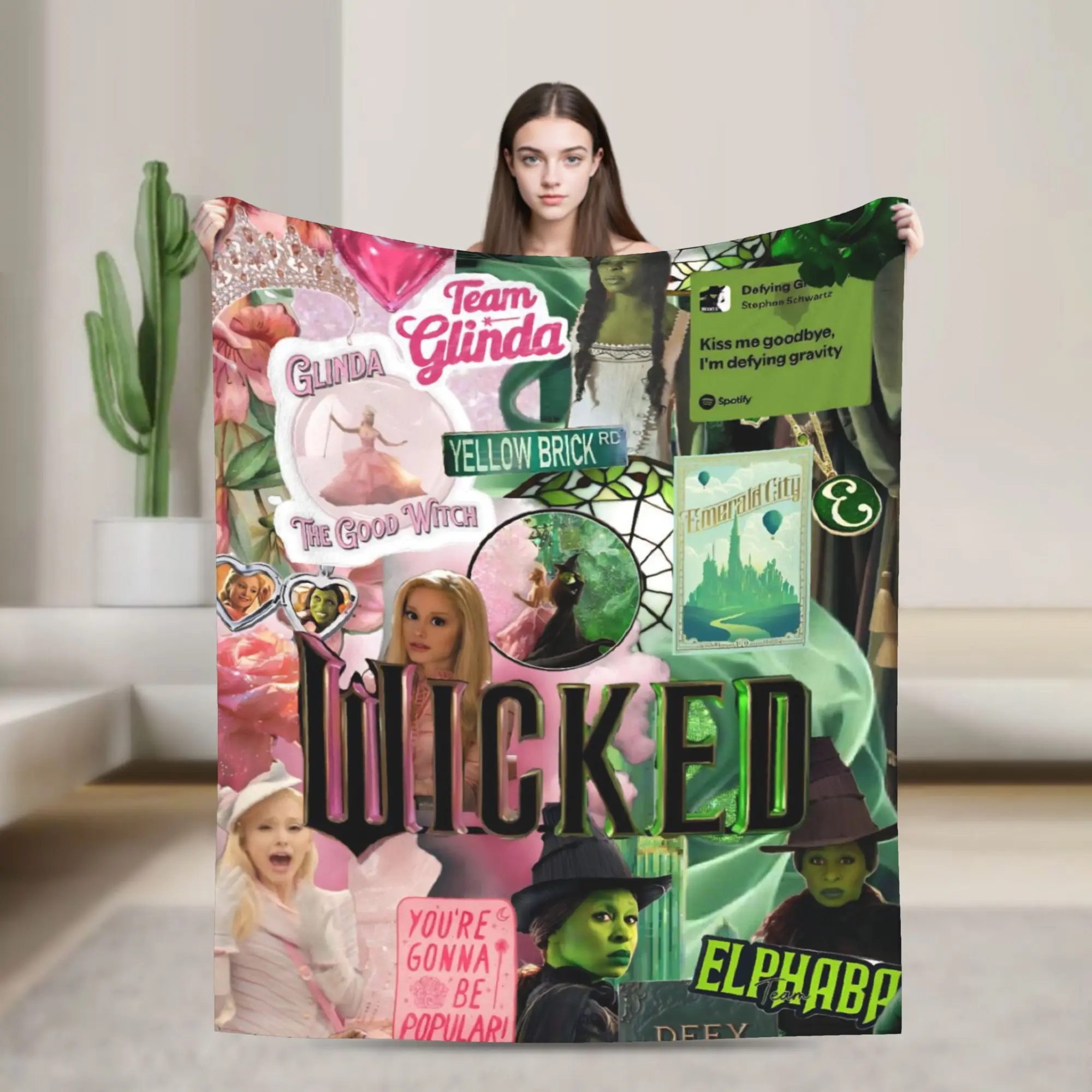 Wicked For Good Flannel Blanket Glinda Elphaba Funny Throw Blankets for Home Hotel Sofa  200x150cm Plush Thin Quilt