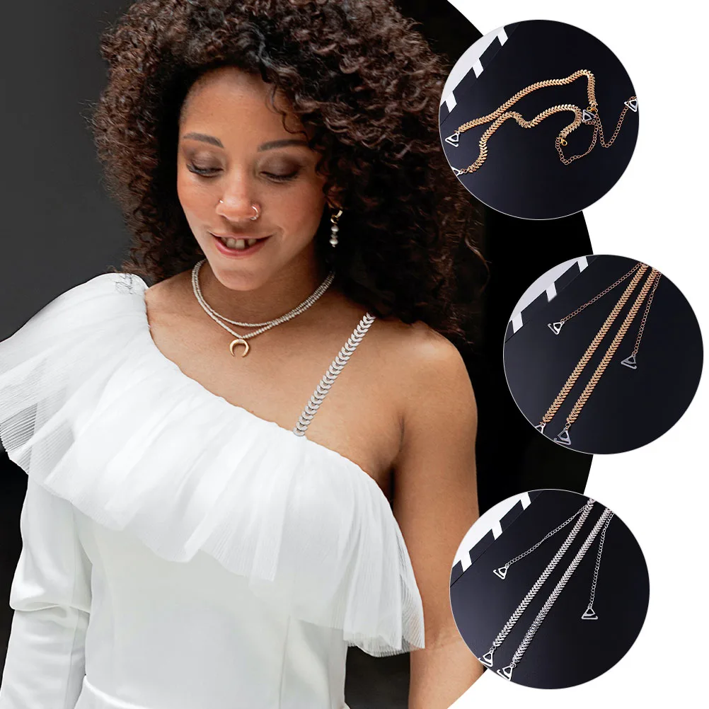 

Adjustable Metal Leaf Shoulder Replacement Decorative Accessories for Women Wedding Party Wear Invisible Strapless for Women
