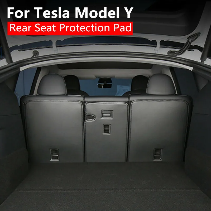 

3Pcs Trunk Backrest Rear Seat Protection PU Leather Pad Cover For Tesla Model Y