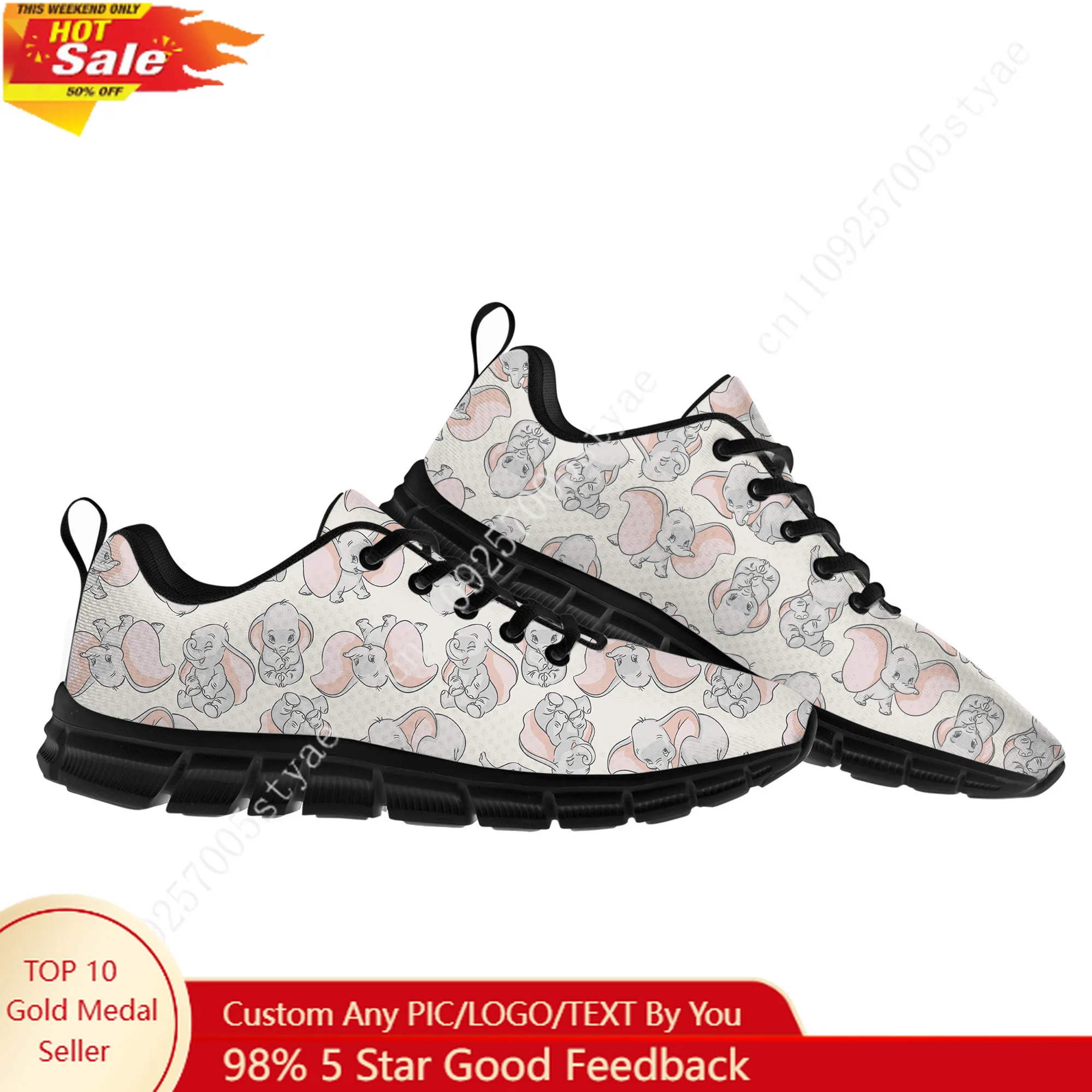 

Dumbo Sports Shoes Disney Cartoon Decorate Sneakers Design Your Logo Text Party Holiday Gifts Custom Shoe