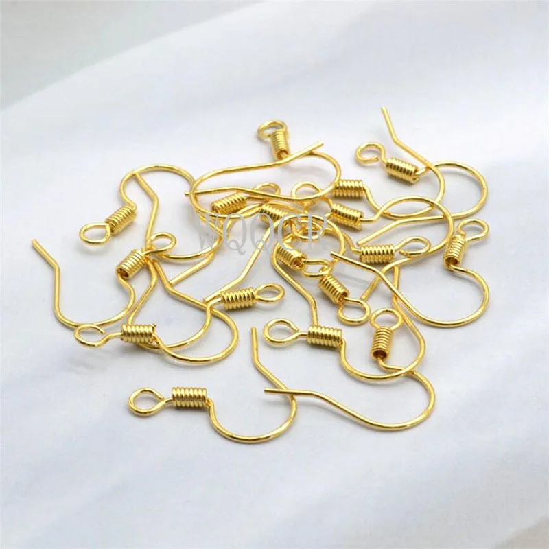 100Pcs/lot Gold Silver 2 Color Hypoallergenic  Ear Wires Earring Hooks Clasp for DIY Jewelry Making Finding