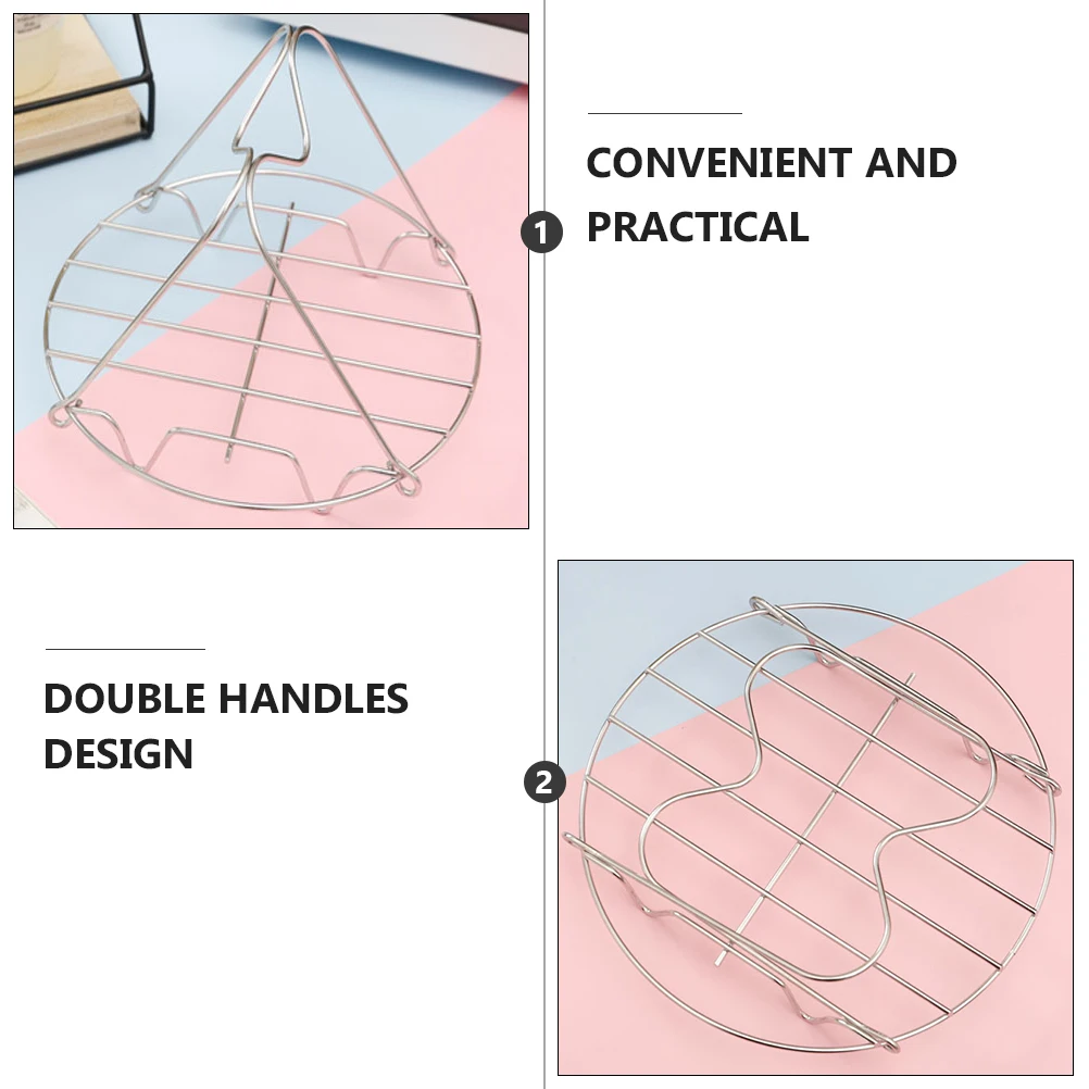 

High Quality Stainless Steel Steaming Rack Resistant Heat Cold Kitchen Food Steamer Basket Double Handle Cooking Utensils Steam