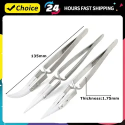 1-3pcs Ceramic Tip Labor-saving Electronic Soldering Tweezers, Anti-Static Reverse Acid Resistant Precision Chuck Tweezers