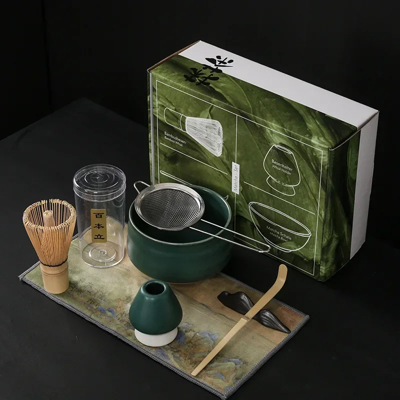 Handmade Home Easy Clean Matcha Tea Set Tool Stand Kit Bowl Whisk Scoop Gift Ceremony Traditional Japanese Accessories