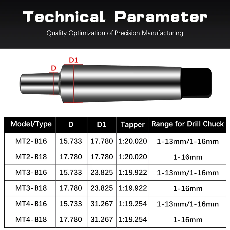 Imagem -04 - Mandril de Broca Auto-apertante da Haste Conexão do Atarraxamento Morse Mt1 Mt2 Mt3 Mt4 Mt5 B10 B12 B16 B18 Torno Máquina de Broca do Cnc