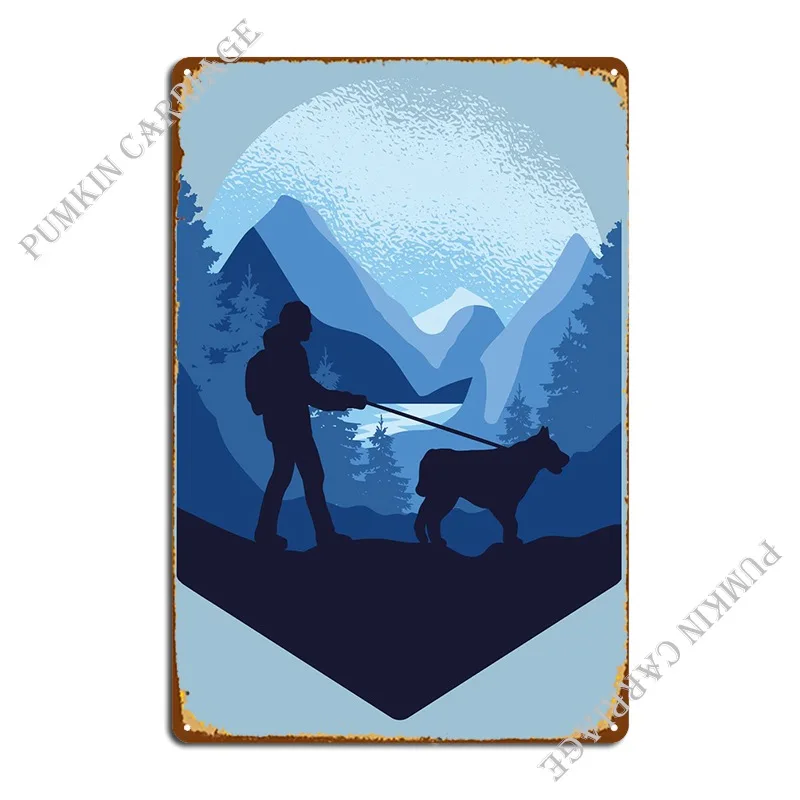 Dog Trekking Design Metal Signs Wall Decor Decoration Bar Vintage Tin Sign Poster