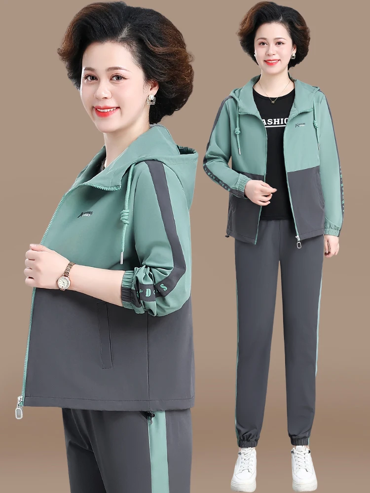 

Casual Sportswear Set for Young Mothers Autumn Faionable Top And Bot Two-Piece Suite for Middle-Aged And ly Women