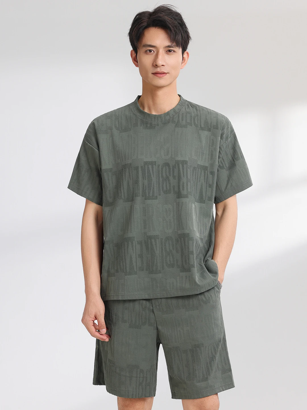Conjunto de Camiseta de Manga Curta Fina para o Verão para Homens, Casual, Bordado, Lazer Esportivo, Conjunto de Duas Peças, ...