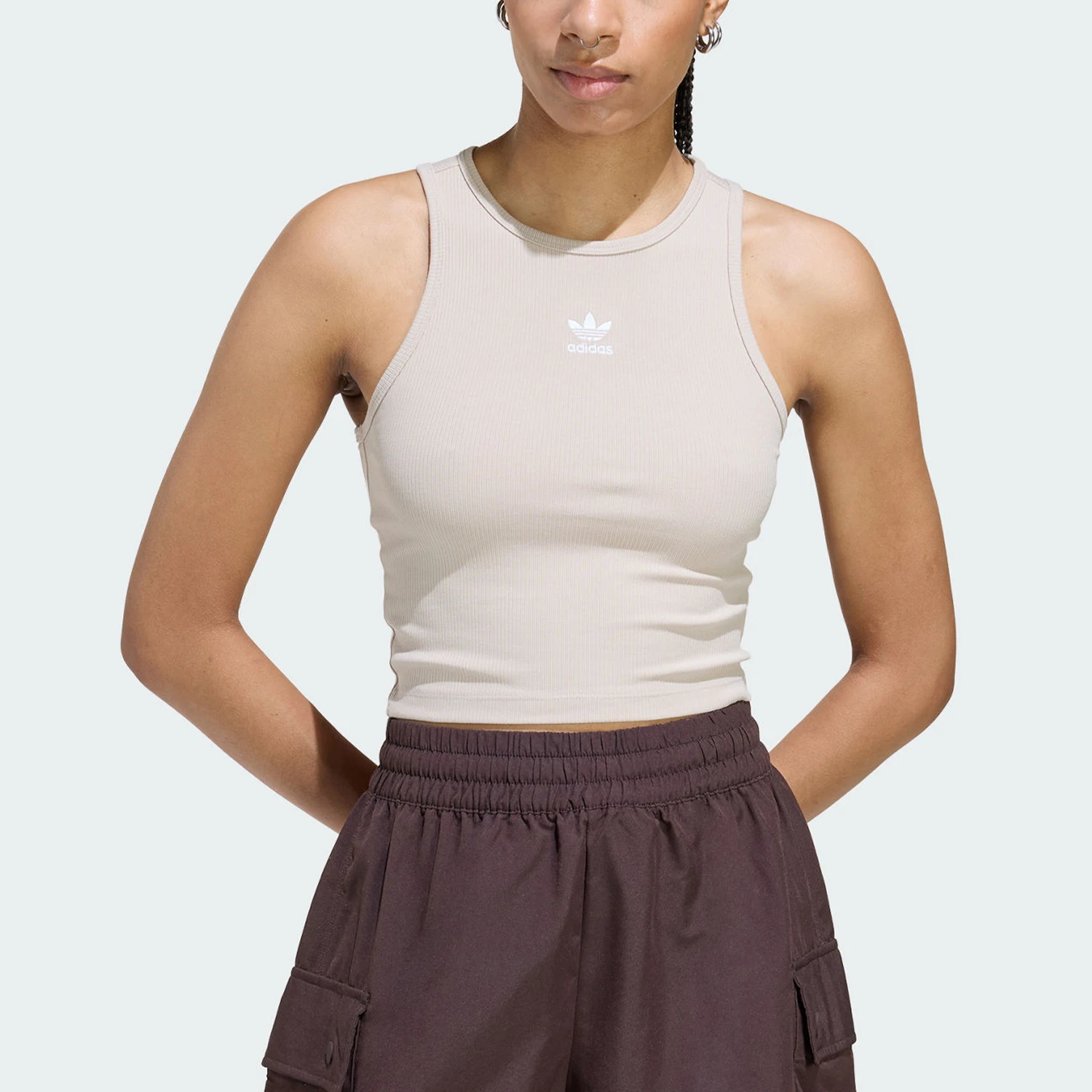 

Adidas Authentic Three Leaves Women's Sports Slim-Fit T-Shirt Knit Vest KD3822